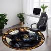 1pc Black Cat Artwork Carpet for Office Non-Slip, Round Carpet, Soft & Comfortable, Carpet for Office, Lightweight Round Floor Mat
