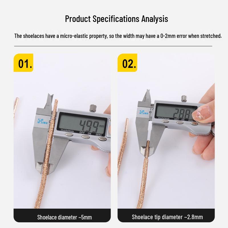 Colorful Pearlescent Shoelaces: Gold, Rose Gold, Silver for Sneakers - One Pair