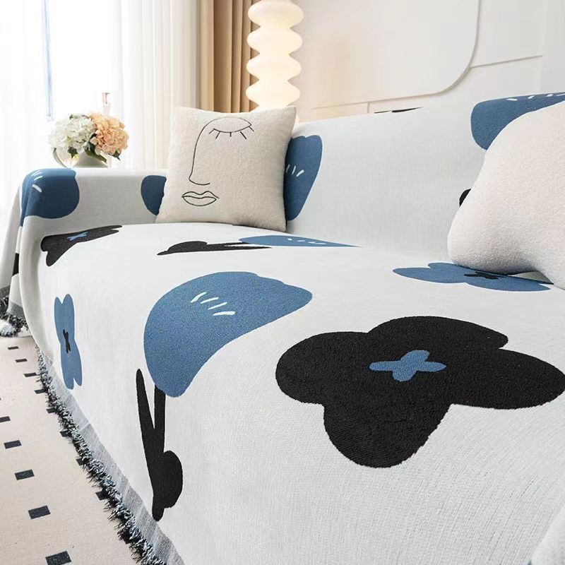 Chenille Tulip Flower Sofa Napkin Cover Decoration Seasonal Universal Sofa Cushion One Piece