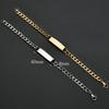 Hip Hop DIY Engraved Men Cuban Chain Bend Card Stainless Steel Bracelet