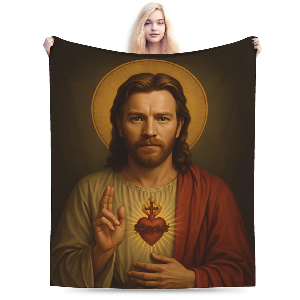 Soft Warm Blankets Children Ewan McGregor Jesus Art Print Throw Blanket  Flannel Bedspread For Couch Chair Sofa Bed Sofa Bed