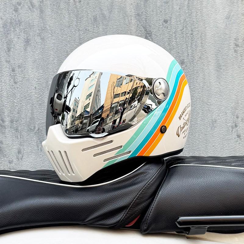 DOT ECE Certified Full Face Motorcycle Helmet Men Women Cruiser Bike ABS Shell With Bluetooth Slot Dual Lens