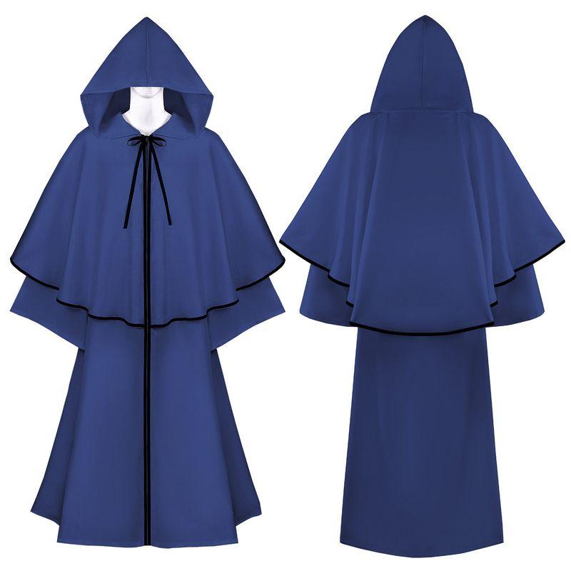 Medieval Hooded Big Cloak Long Sleeves Cloak Halloween Performance Costume Robe Wizard Death Cos Clothing.