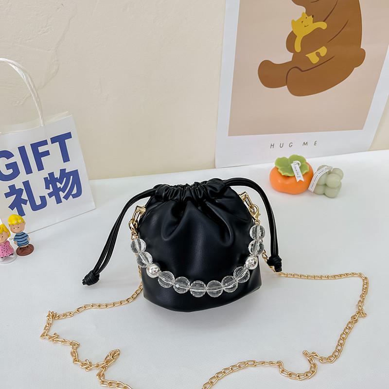 

Стильная мини-сумочка с жемчугом для девочек с цепочкой-ремнем, модный детский кошелек в различных цветах чёрный