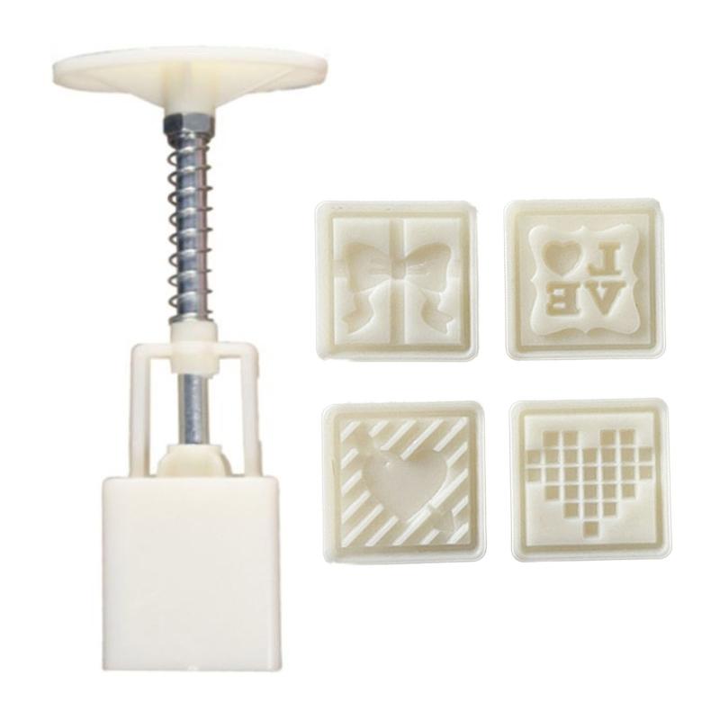 

Moon Cake Mould 4PCS Love Heart Bows Pattern Hand-Pressure Mooncake Molds Mung Bean Cake Mold Cookie Stamps
