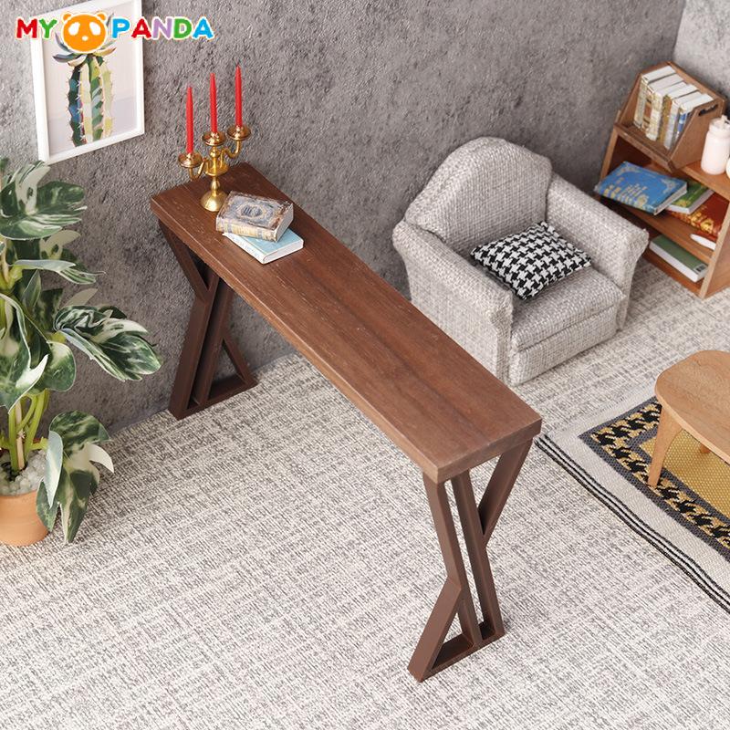 Frumos 1 Buc 1:Casă de păpuși la scara 12 Nuc Negru Masă de Bar Blat de Bar Model Scenă Mobilier Casă de Jucat Accesorii Masă Miniaturale