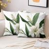 Pieces Set of  White Lily Floral Throw Pillow Covers Pattern Cushion Cover Suitable for Sofa Bedroom Car Pillow Cover