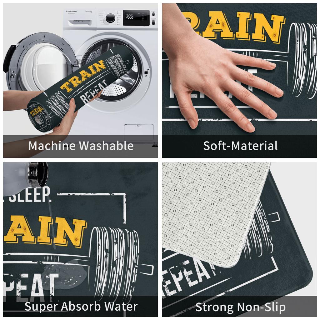 Eat Sleep Train Repeat Fitness Motivational Doormat Non-Slip Entrance Kitchen Bath Floor Door Mats Garden Carpet Rug