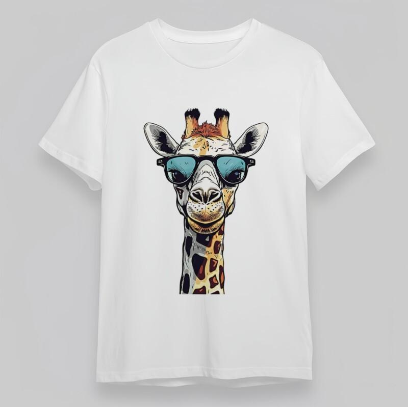 Women's Plus Size Classic T-Shirt Cool Giraffe With Sunglasses Graphic Tee USA
