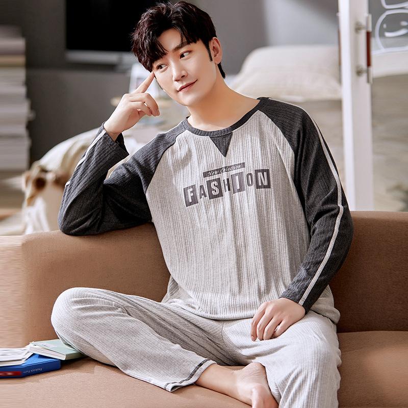 Men Pajamas Set Long Sleeve Pijama for Male L-3XL Size Homewear  Cotton Loungewear Nightie Sleepwear Man Pyjama