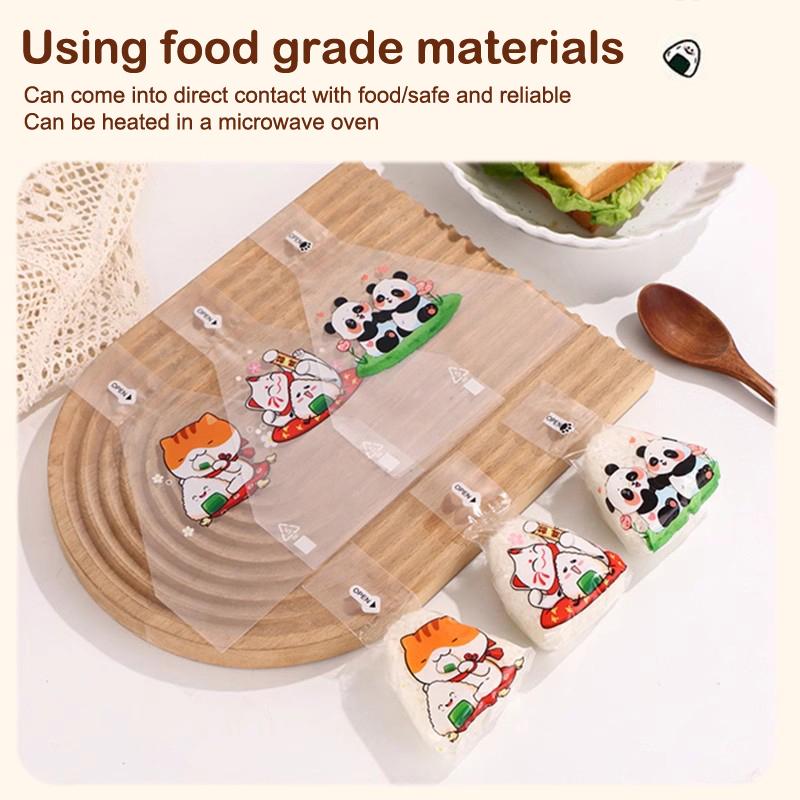 50/100Pcs Lovely Cartoon Triangle Rice Ball Packing Bag Seaweed Onigiri Sushi Bento Making Mold Bento Accessories Sushi Bags