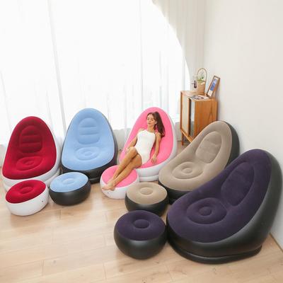 New Foldable Inflatable Sofa with Footstool - Thick, Portable Outdoor Recliner, Available In Four Colors
