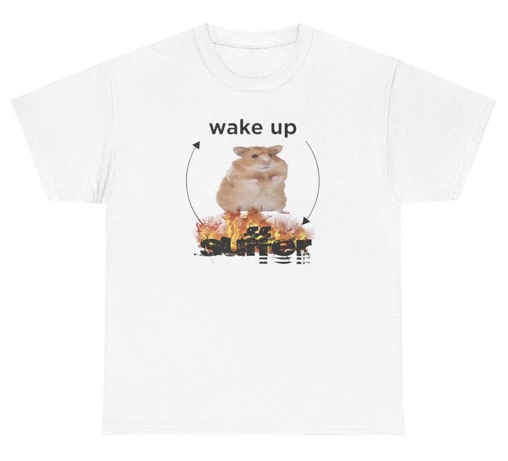 Wake Up Suffer T Shirt Funny Crisis Hamster Lover Silly Cursed Gen Z Humor Tee