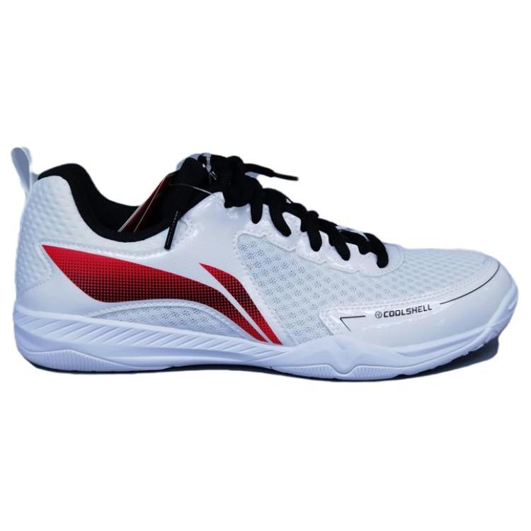 New LiNing Cushioned Wear-Resistant Slip-Resistant Low-Top Table Tennis Training Shoes Unisex White Red APTU005-3