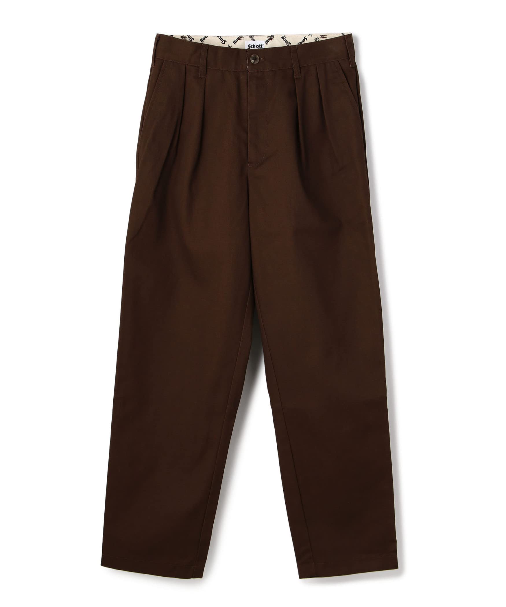

Schott NYC TC Double Pleated Wide Pants, Men s, Size S, 053, Dark Brown, 782-3910010