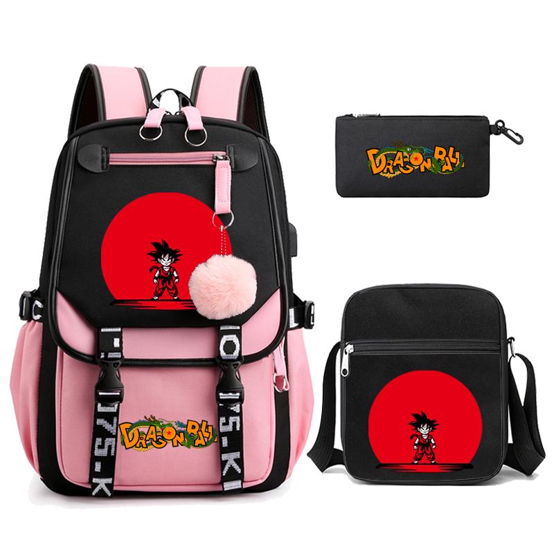 3Pcs/set Anime Dragon Ball Daily Laptop Backpack Lightweight bag for Men Women Travel Bag Student Girl Boy Back To School Unisex Bagpack Mochila