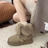 Fashion Fur Snow Boots Women Autumn Winter Shoes New Thick Bottom Furry Warm Padded Short Boots Lace Up Solid Casual Plush Ankle Botas
