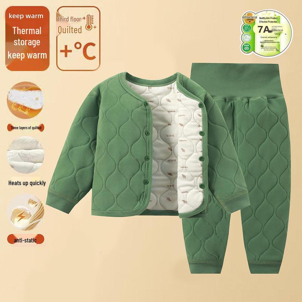 Color-Changing Children's Cotton-Padded Jacket Set - Autumn & Winter, Boneless, Warm, High-Waisted for Boys & Girls