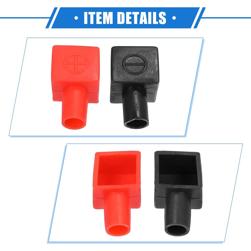 VekAuto 3 Pairs 30mm Length 7mm 0.28" Car Terminal Post Cap for Motorcycle Truck Marine PVC Red Black