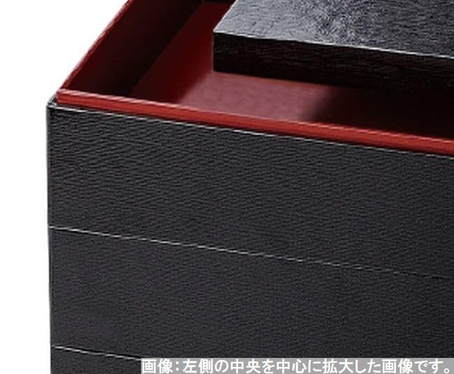 Outdoor Lunch Box Made in 3 Hybrid Black x x J-kitchens (Bento Box) Japan, Tiers, 6.5 inches, Paper, Interior, Red, Freezer-Safe, 20.2cm 20.2cm 18.3cm