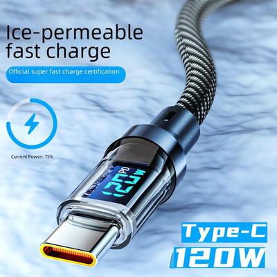 120W Super Fast Charging USB-C Cable with LED Power Display