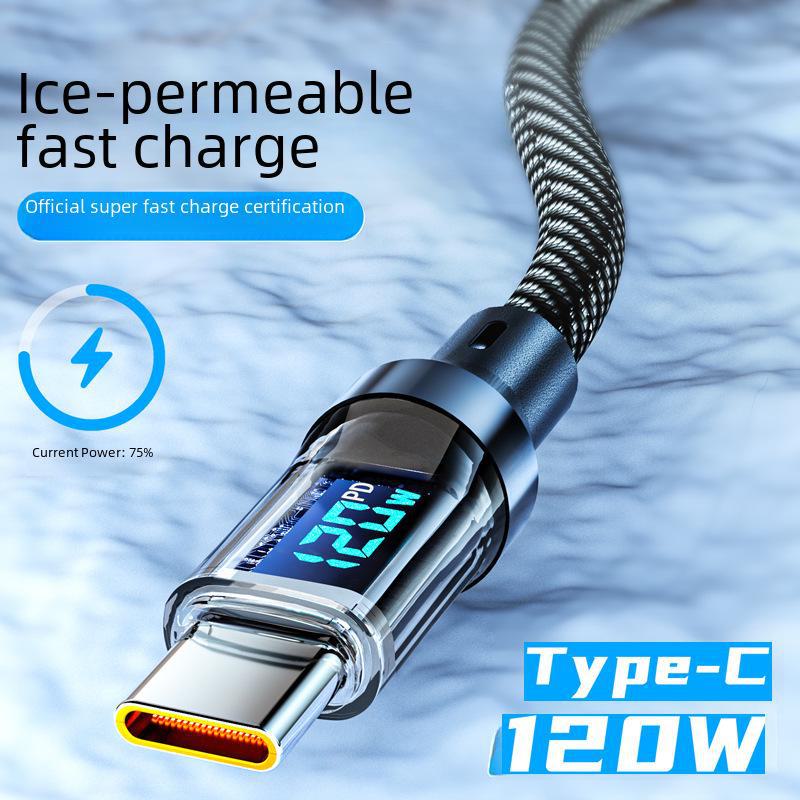 120W Super Fast Charging USB-C Cable with LED Power Display