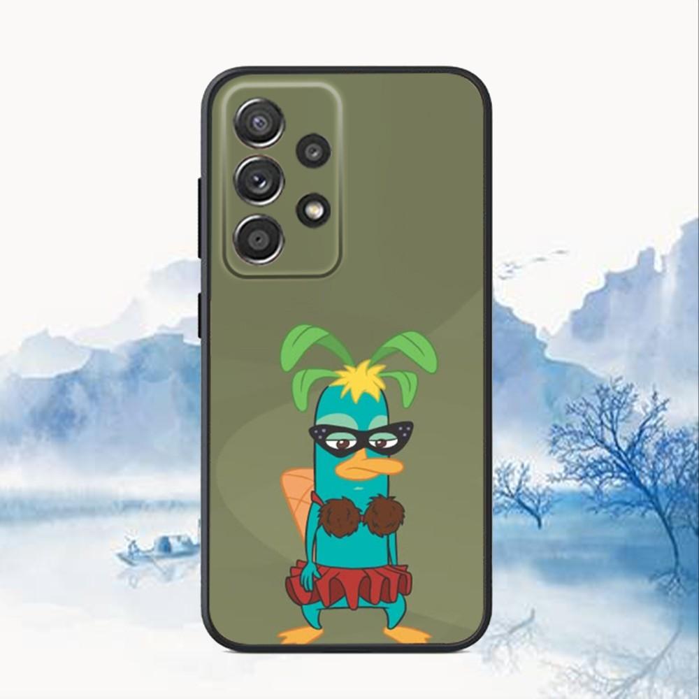 Cartoon P-Perry das Schnabeltier Handyhülle für Samsung S25, S24, S21, S22, S23, S30, Ultra, S20, Plus, Fe, Lite, Note, 10, 9, 5G Schwarze Hülle