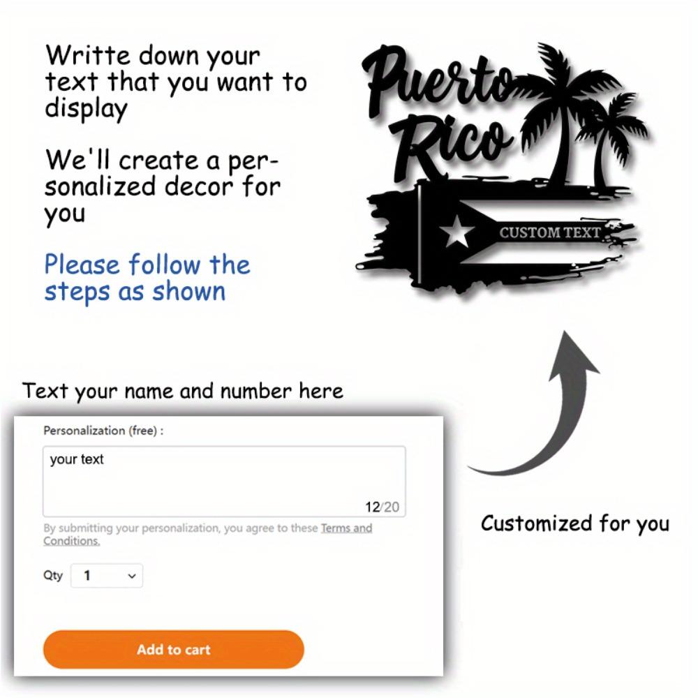 Sturdy Puerto Rico Pride Wall Decor Lively Boricua Heritage Sign for Living Room Patio