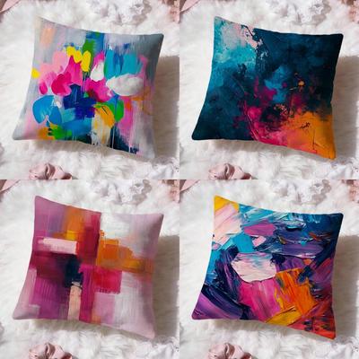 Color Paint Cushion Cover Premium Comfort Reversible Pillow Cove -Two In One Design for Any Room & Car Interior