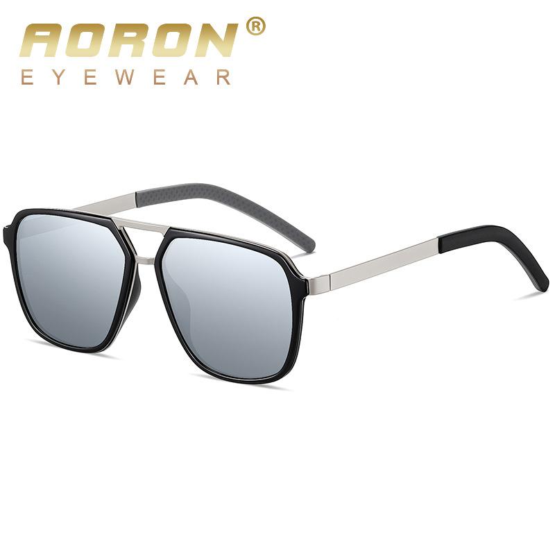 aoron Polarized Driving Sunglasses Fashionable Men's Metal Large Frame Outdoor Color-changing Sunglasses
