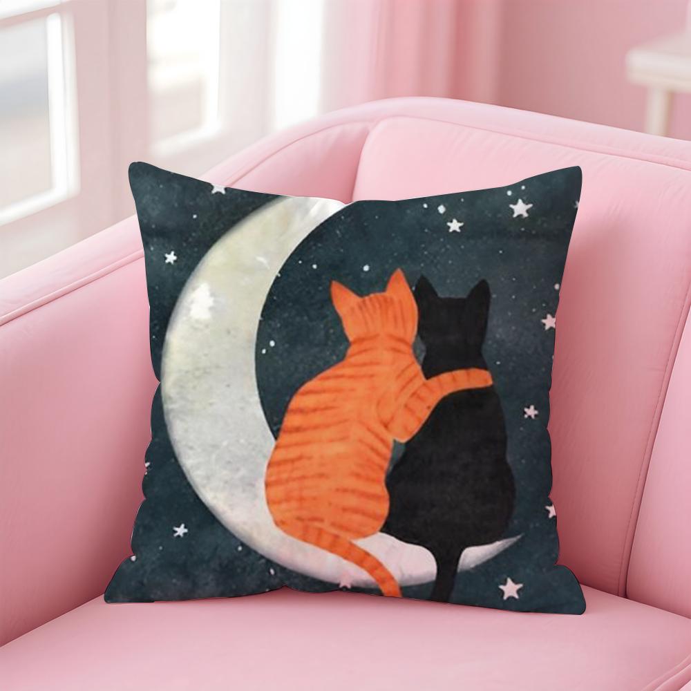 Anime Kwaii Plant Cats Cushion Cover Pillowcase Short Plush Invisible Zipper Room Sofa Cushion Cover
