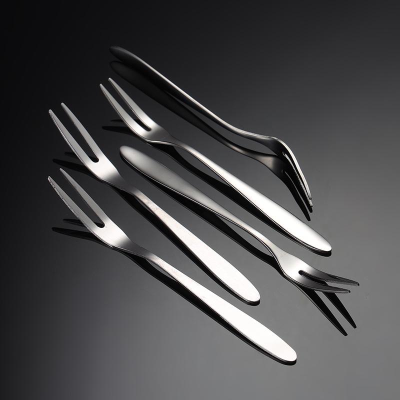 Fourchette à fruits personnalisée en acier inoxydable 304, gâteau de lune, couteau et fourchette 410 vaisselle cadeau, production de tampon laser de qualité variée
