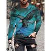 Men's Autumn and Winter 3D Printed Crew Neck Long Sleeve T-Shirt Fashion Versatile Trend Breathable Casual