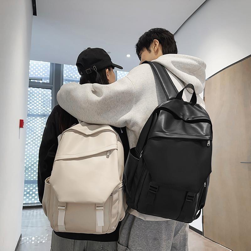 Men's Large Capacity PU Backpack Student Schoolbag Sports Computer Bag