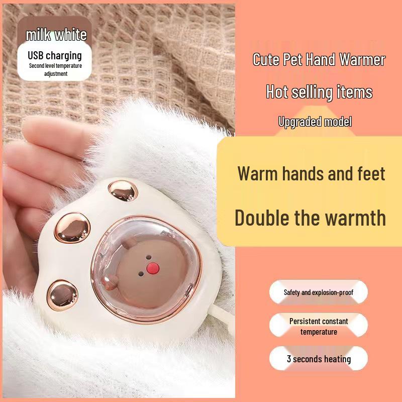 Rechargeable Cat Paw USB Hand Warmer | Explosion-Proof, Self-Heating, Portable | Ideal for Girls and Babies in Winter