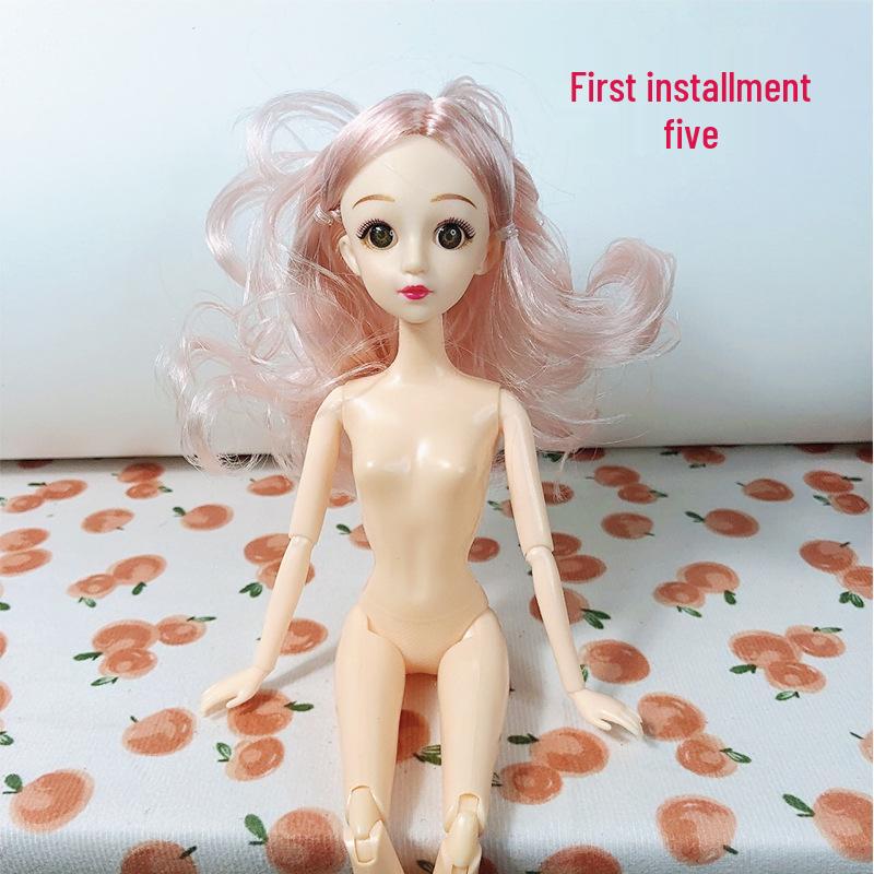 30cm 11-inch BJD Doll with Blinking Real Eyes, Changeable Clothes, DIY Options, and Bonus Head