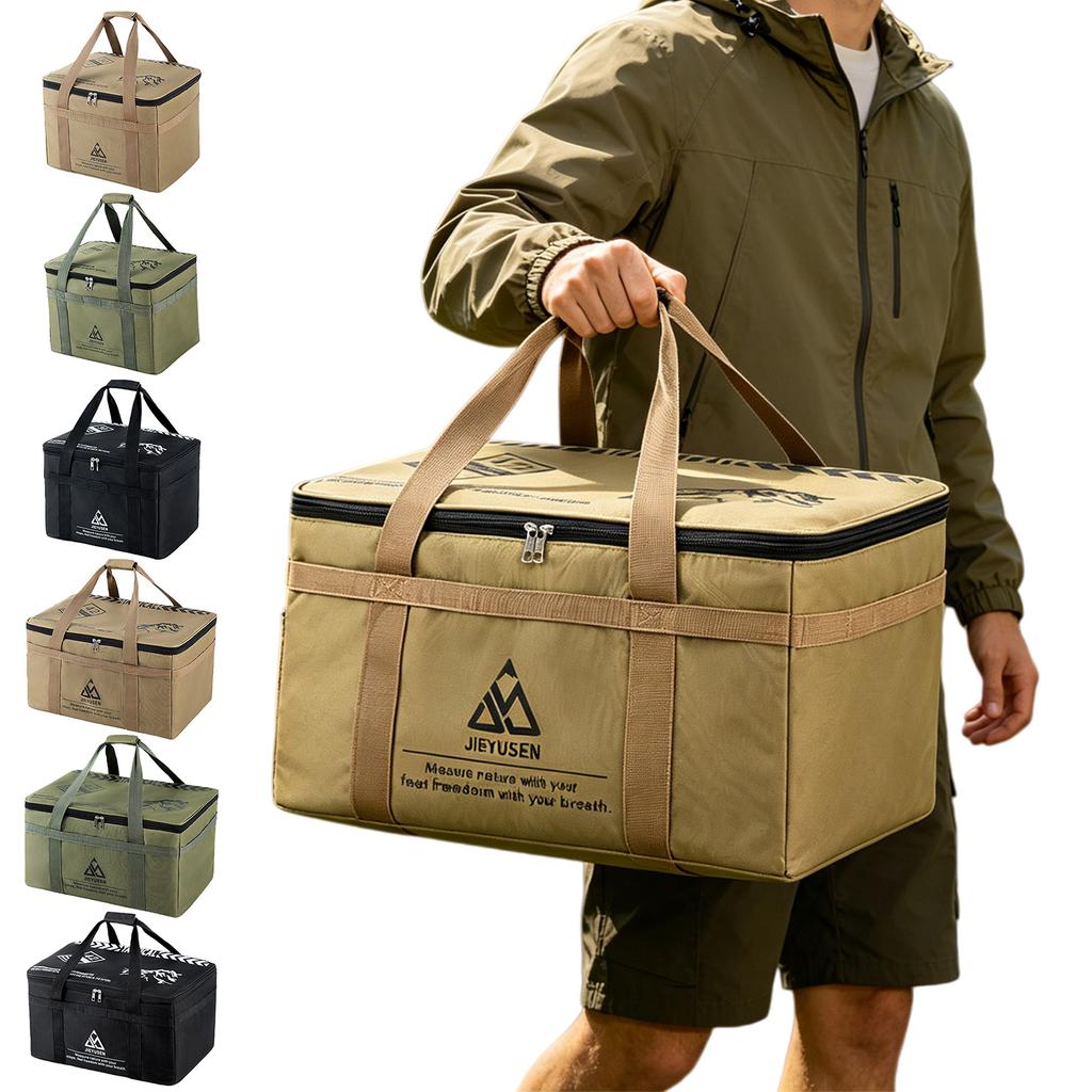 30/42L Camping Kitchen Organizer Waterproof Oxford Cloth Picnic Bag with Adjustable Shoulder Strap for Hiking Picnic Cookware