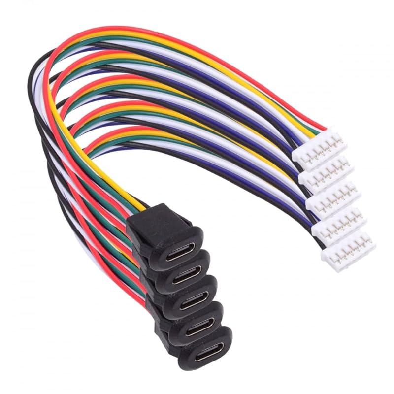 

CY 5 pieces/set DIY OEM type C female from socket 6 pin header cable pitch = 2.0 mm latch mount DC 5V/20V PD power supply