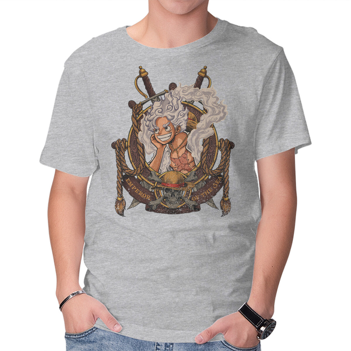 Unisex Crew Neck T-Shirt Emperor Sun God Graphic Short Sleeve Casual Tee XS