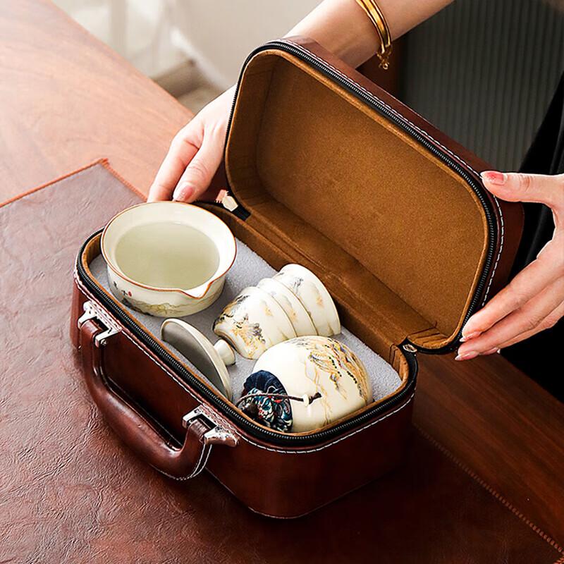 Qianli Jiangshan Portable Ceramic Travel Tea Set