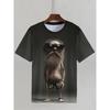 New Street Style Funny Men's Clothing Casual T-shirt 3D Printing Fun Animal Graphics Short Sleeved Loose Round Neck Top For Men