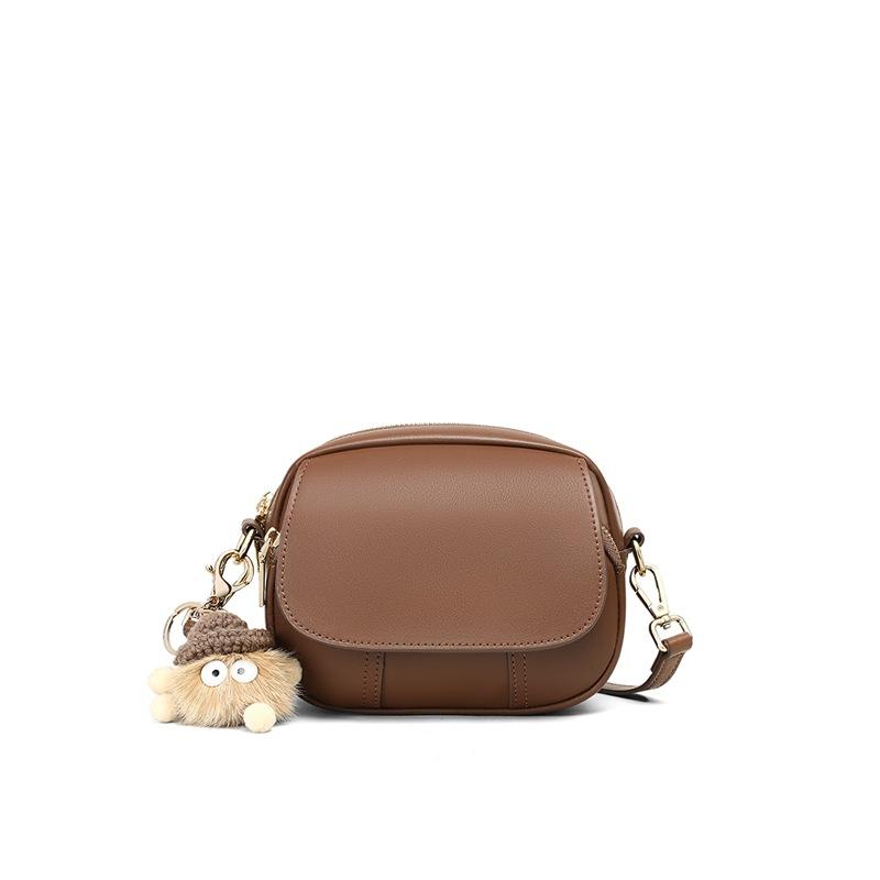 Bag Women'S Leather Women'S Bag Casual Fashion One Shoulder Foreign Style Niche Crossbody Bag Luggage