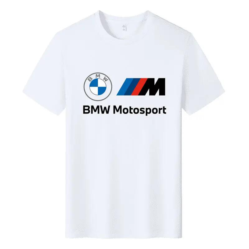 Urban Pulse Clothing Zomer Motor Top Mannen BMW Serie Korte Mouw Ronde Hals T-shirt Katoen Halve Mouw Onderhemd Harajuku Mannen Kleding S wit