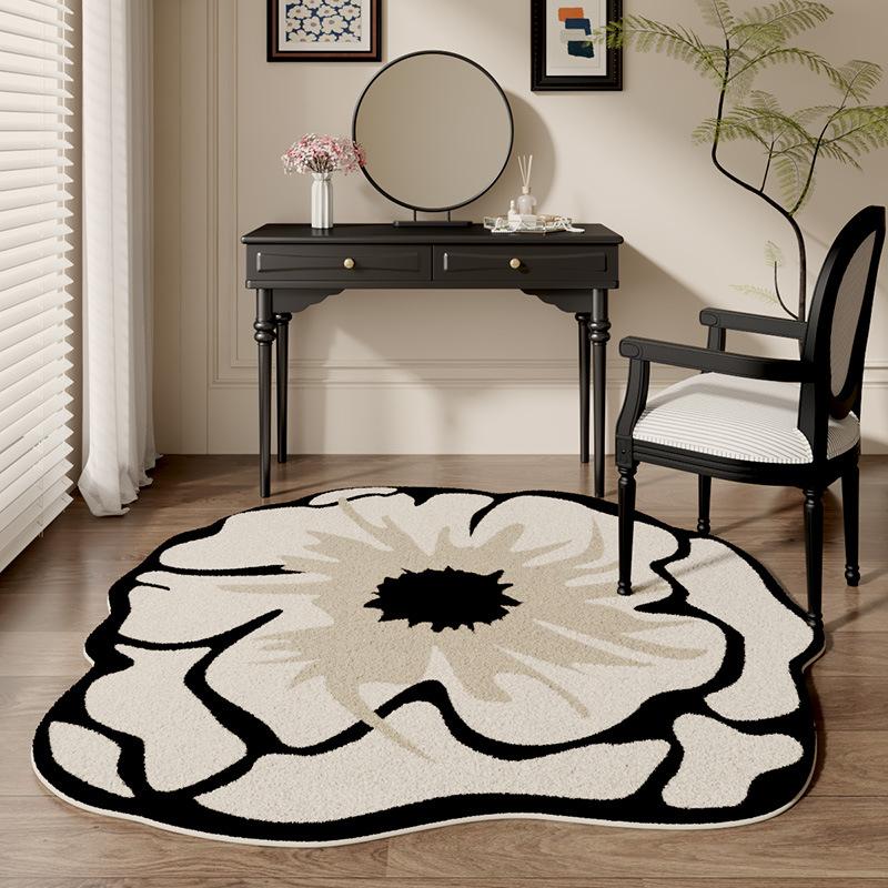 Französischer Blumenförmiger Weicher Teppich Wohnzimmer Fleckenabweisender Faux-Kaschmir-Teppich Innen Make-up Ankleidezimmer Schlafzimmer Fußteppich