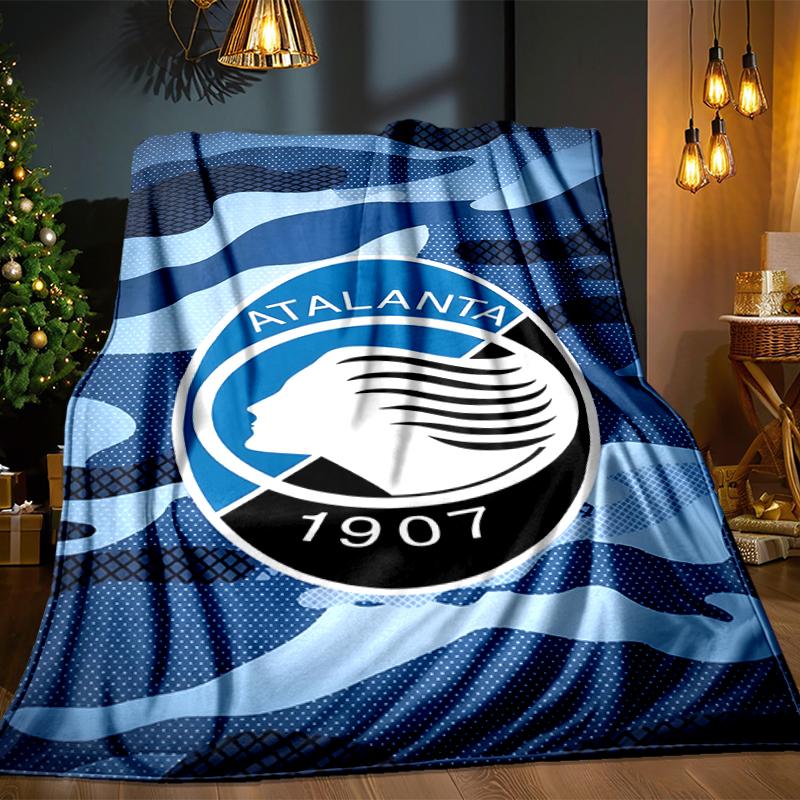 Coperta da Calcio Atalanta Leggera Ideale per il Letto Perfetta per Viaggi, Campeggio, Soggiorni, Uffici, Divani, Regalo di Natale per tifosi