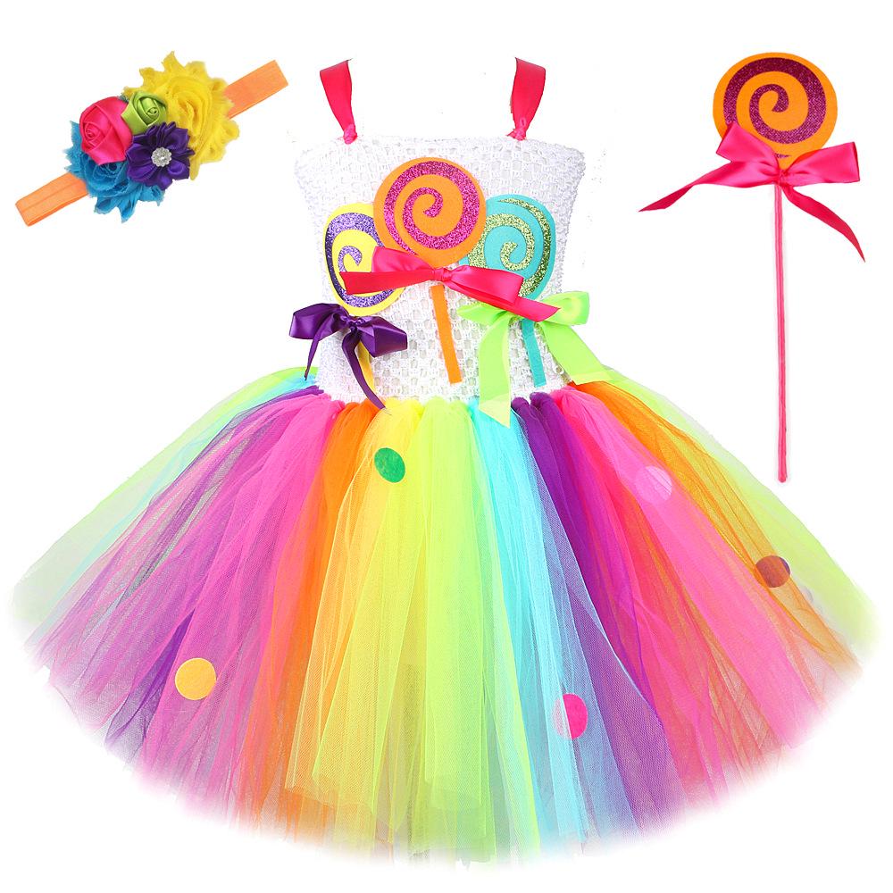 Colorful Candy Ice Cream Mesh Tutu Skirt for Girls