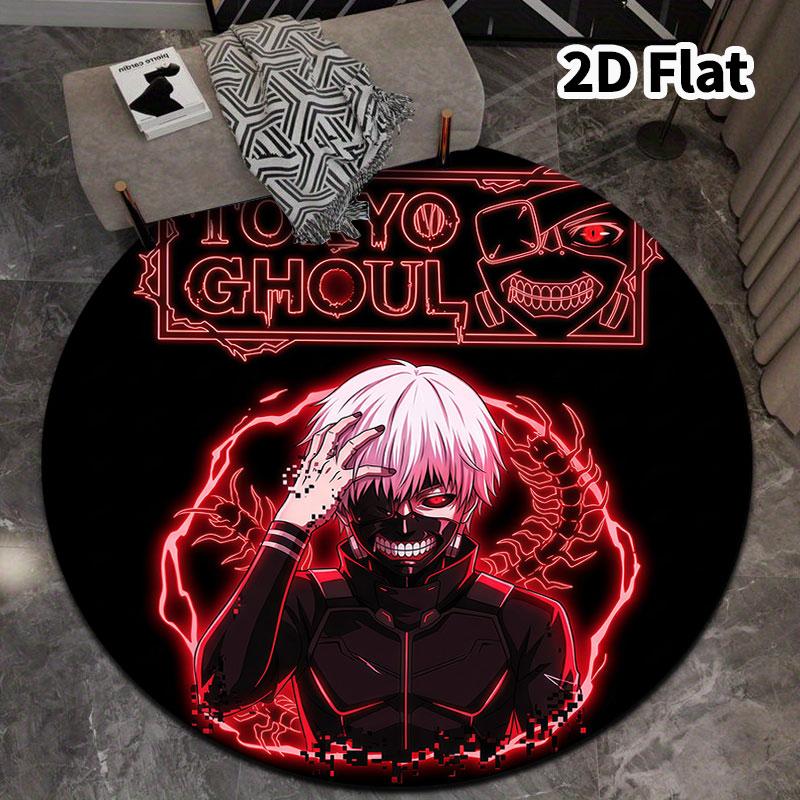 Tokyo Ghoul Runder Teppich Teppich für Wohnzimmer Schlafzimmer Sofa Spielzimmer Dekor Rutschfeste Bodenmatte