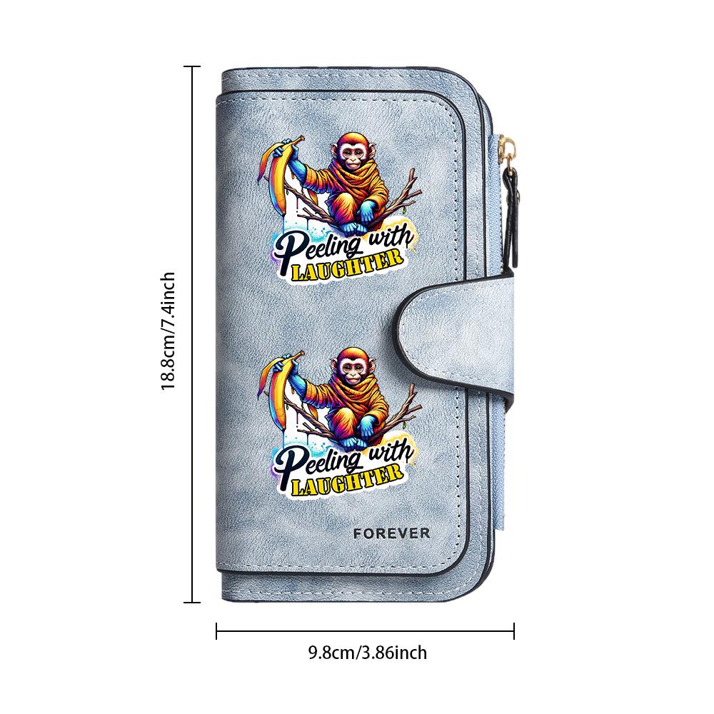 Cute Monkey Print Wallet Fashionable Portable Casual Long Purse for Daily Use