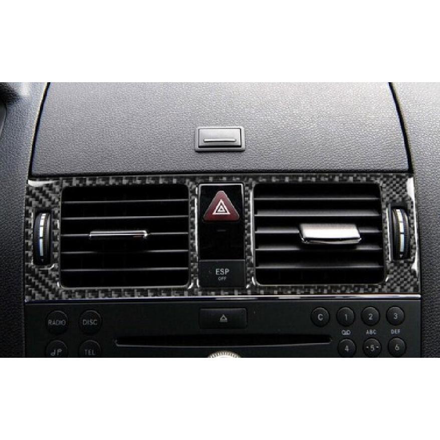 Real Carbon Fiber Middle Console Air Outlet Vent Trim For Benz C-Class 2007-2014