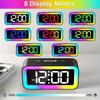 Oneway Digital Alarm Clock, RGB Colorful LED Clock, Alarm Clocks Bedside Mains Powered, Adjustable Brightness, Screen Always-Lit